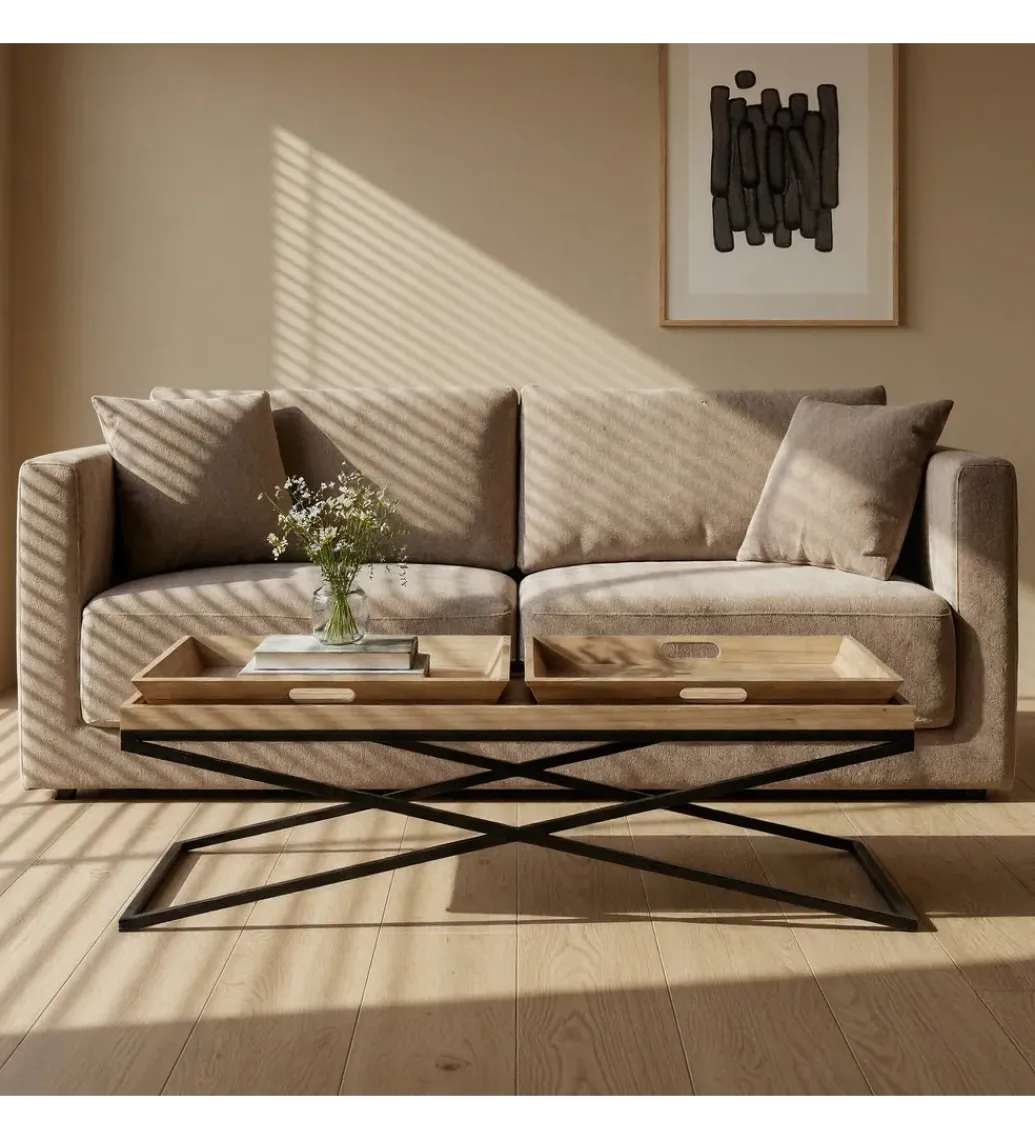 Stolik kawowy RENAKONY 113 cm naturalny czarny*Zona-Design Outlet