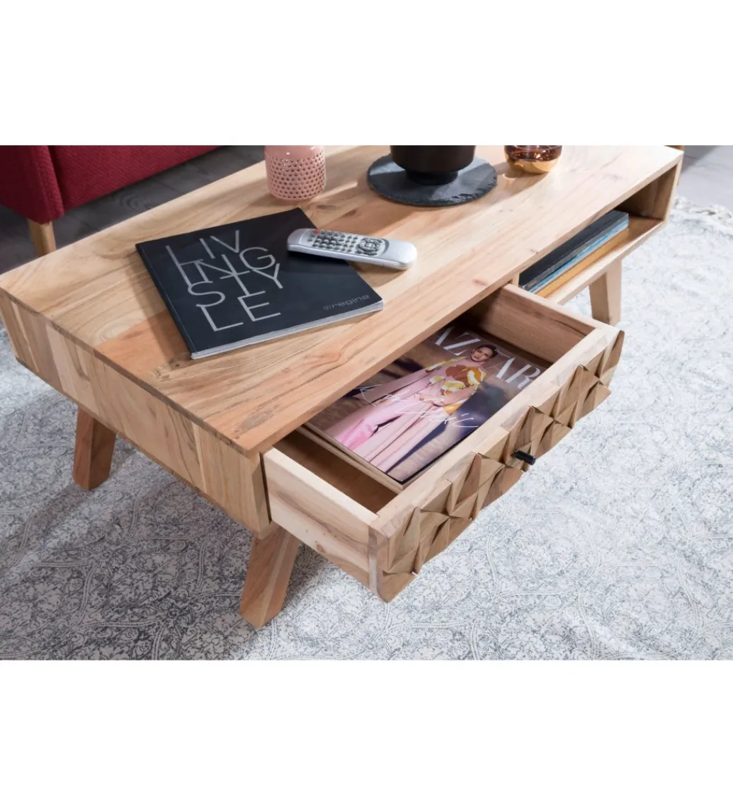 Stolik kawowy REWA 95 cm drewno akacja*WOHNLING, GERMANY New