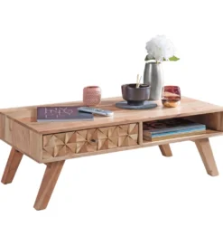 Stolik kawowy REWA 95 cm drewno akacja*WOHNLING, GERMANY New