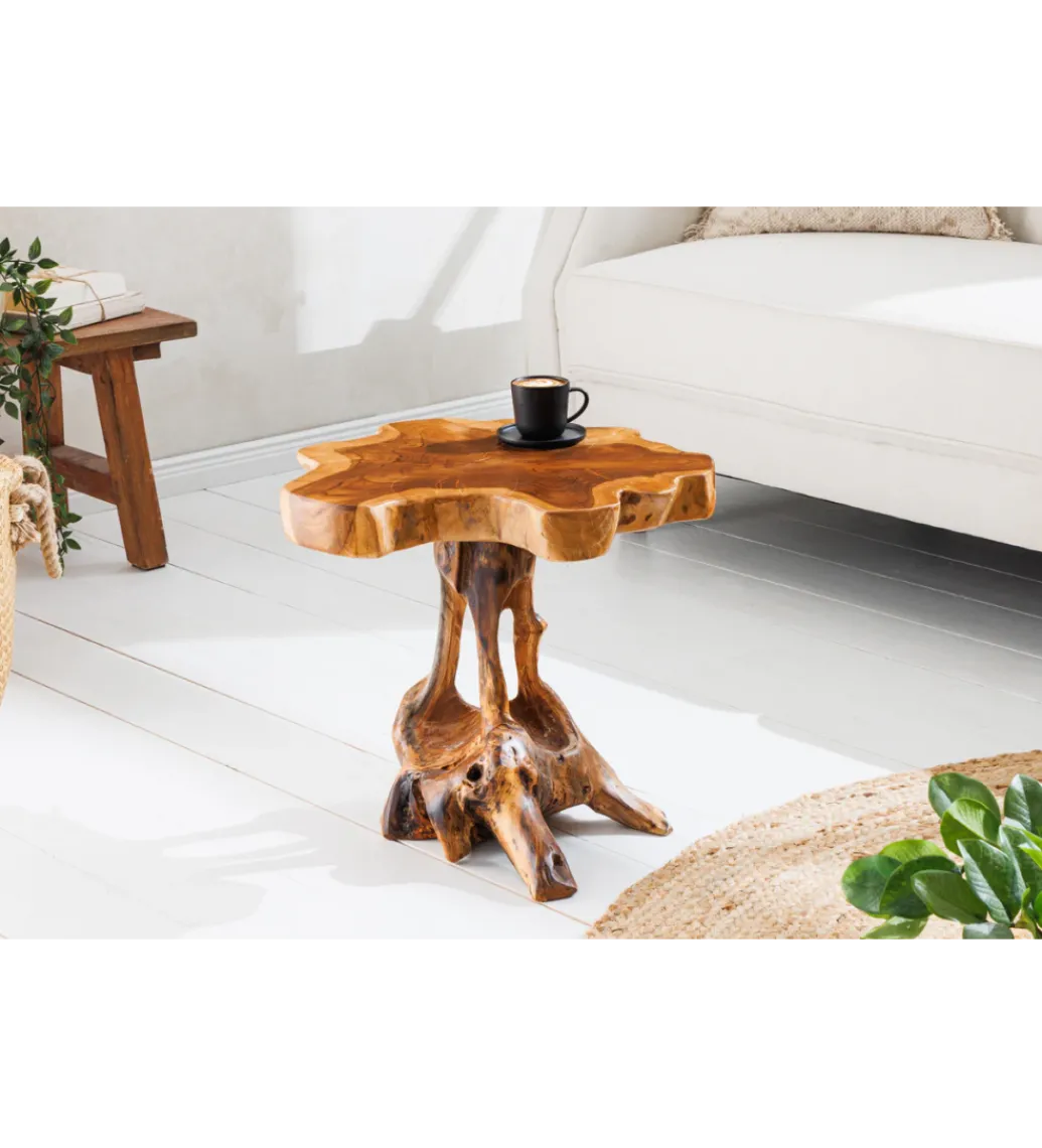 Stolik kawowy ROOT 40 cm drewno teak naturalny*Invicta Interior - przedsprzedaż New