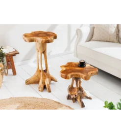 Stolik kawowy ROOT 70 cm drewno teak naturalny*Invicta Interior - przedsprzedaż