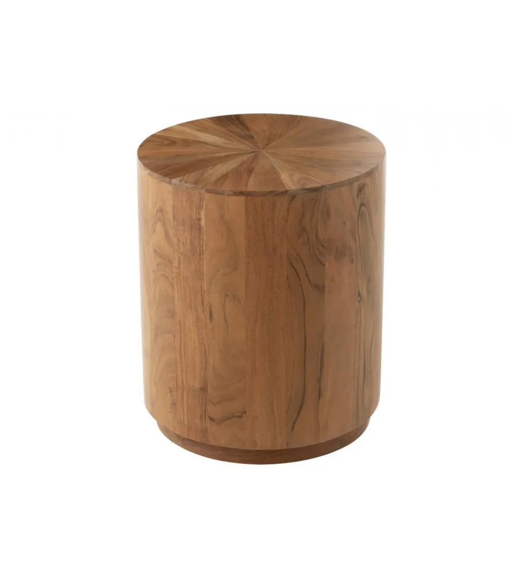 Stolik kawowy ROUND 45 cm drewno akacja naturalny*J-Line New