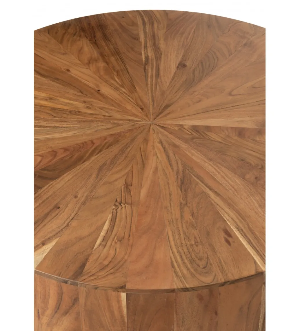 Stolik kawowy ROUND 90 cm drewno akacja naturalny*J-Line Hot