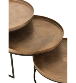 Stolik kawowy Rust set 3 miedziany*J-Line Discount