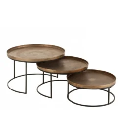 Stolik kawowy Rust set 3 miedziany*J-Line Discount