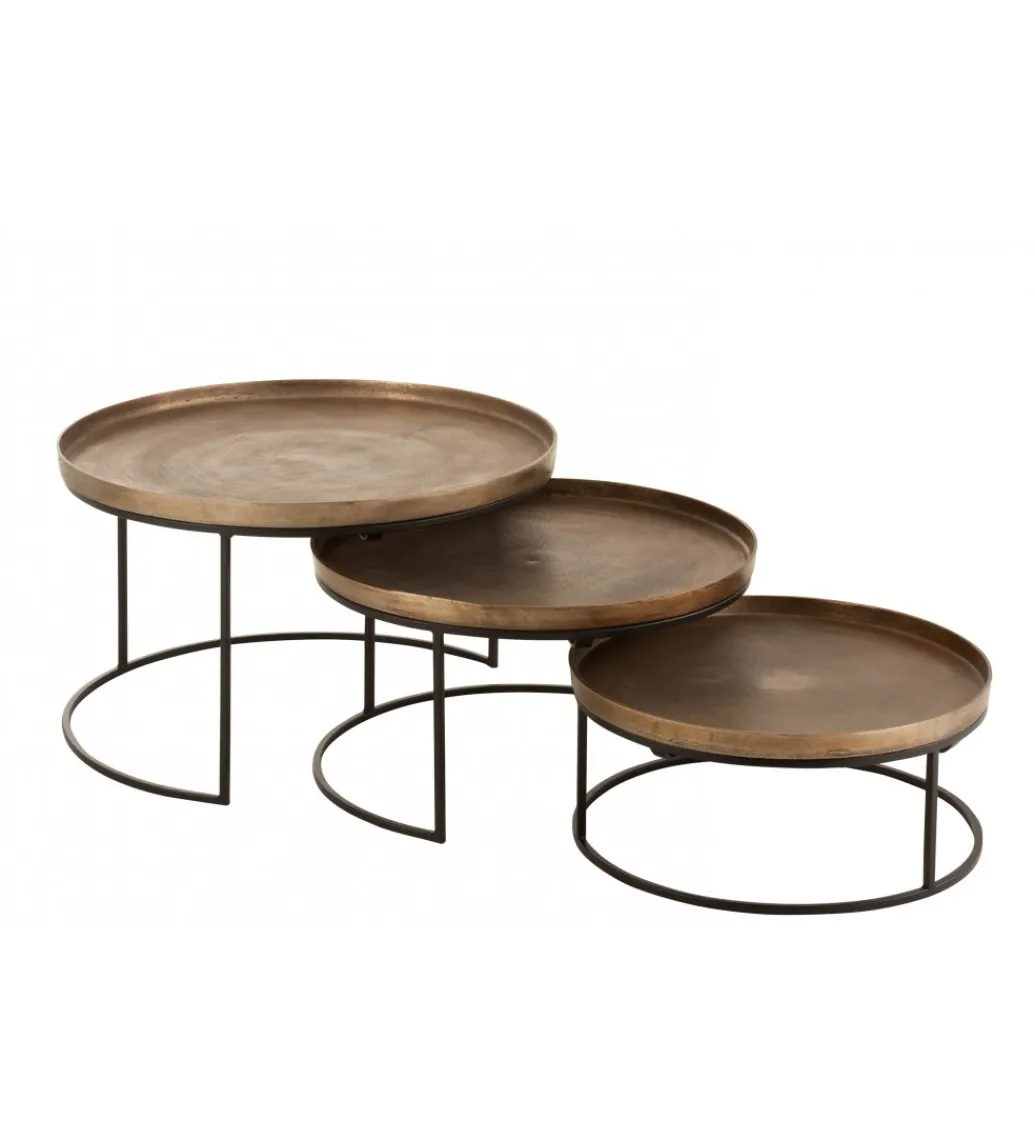 Stolik kawowy Rust set 3 miedziany*J-Line Discount