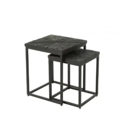 Stolik kawowy Shanil set 2 drewno czarny*J-Line Outlet