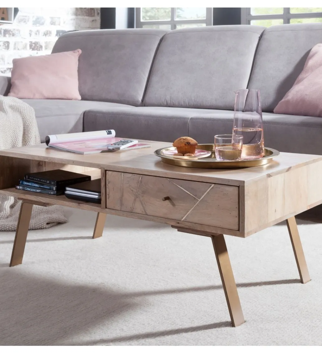 Stolik kawowy SIKAR 95 cm drewno mango*WOHNLING, GERMANY Outlet