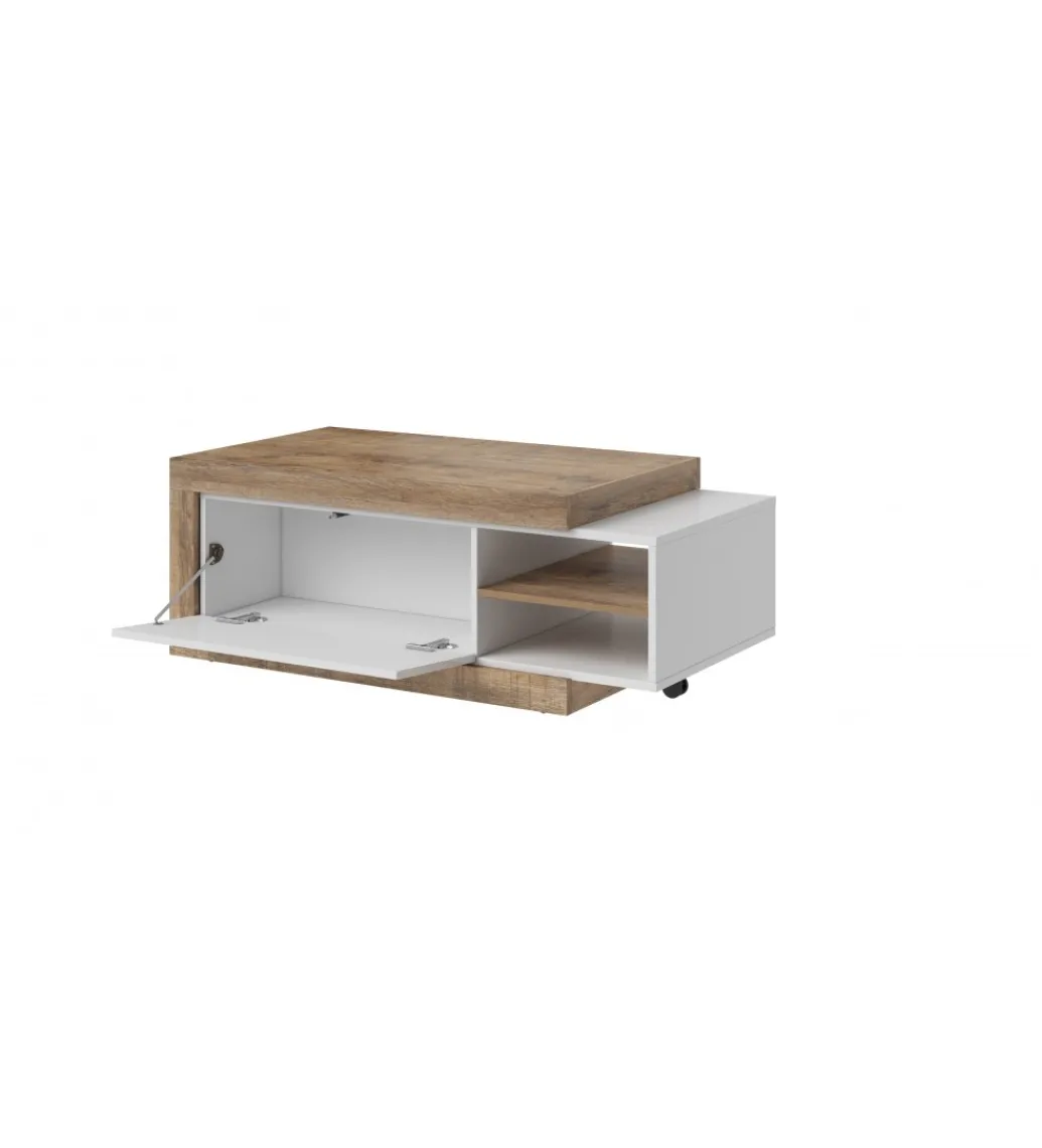 Stolik kawowy SINTRA 120 cm - 153 cm biały z dodatkiem koloru Dąb Samdal*Helvetia Outlet