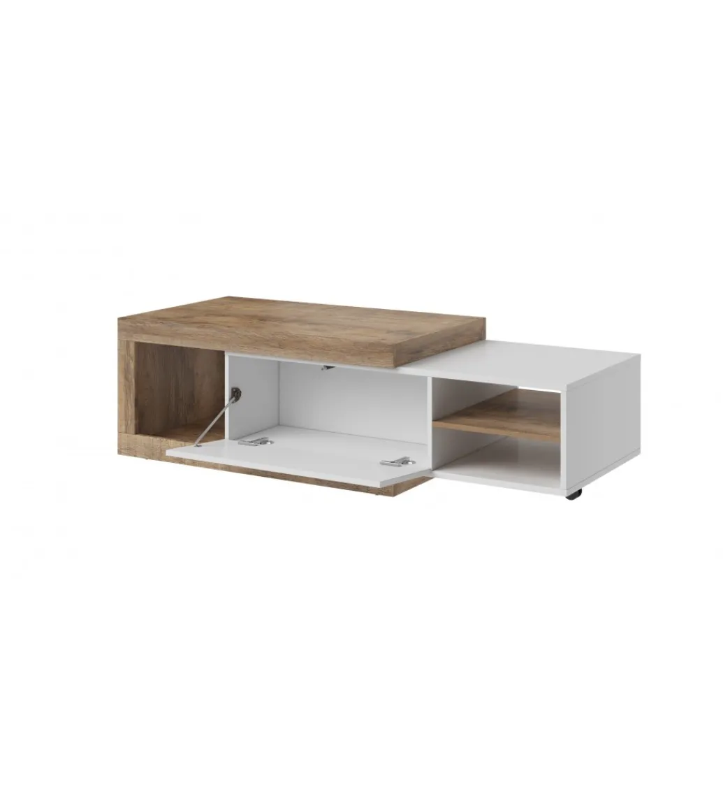 Stolik kawowy SINTRA 120 cm - 153 cm biały z dodatkiem koloru Dąb Samdal*Helvetia Outlet