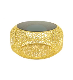 Stolik kawowy SPIN 75 cm czarne szkło złoty*Invicta Interior Outlet