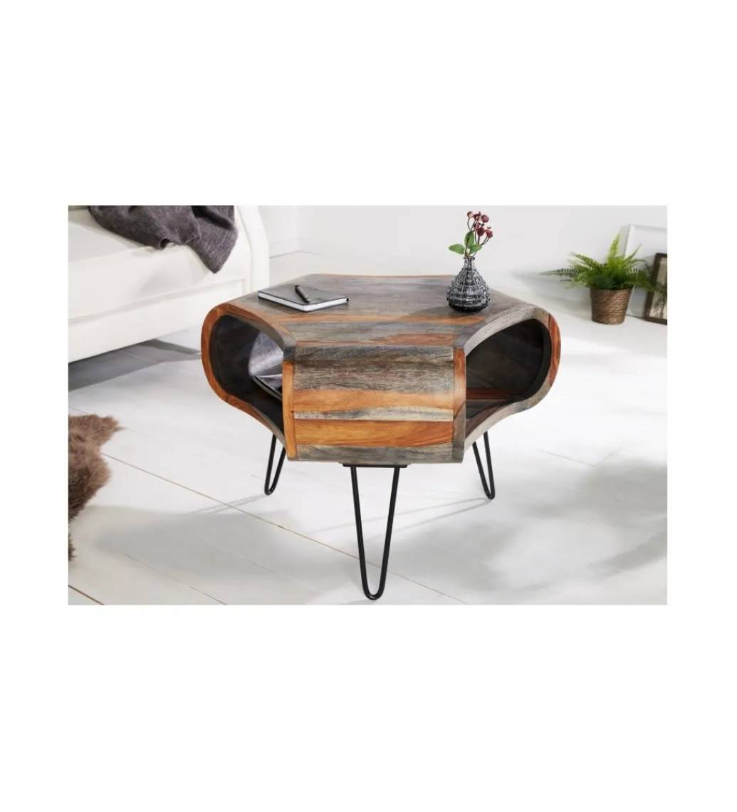 Stolik kawowy SPIN RETRO 60 cm drewno Sheesham*Invicta Interior Online