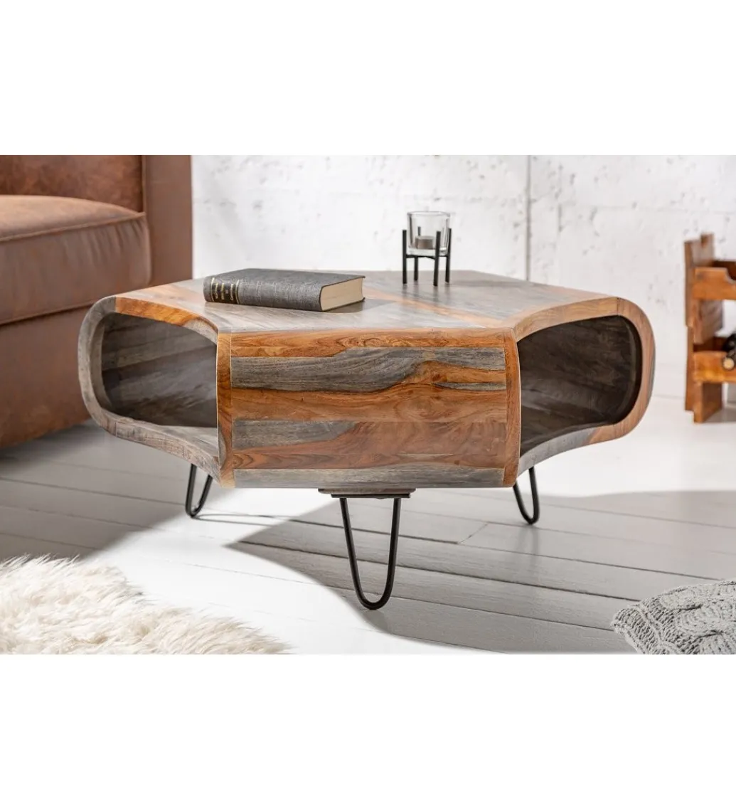 Stolik kawowy SPIN RETRO 70 cm drewno Sheesham*Invicta Interior Best