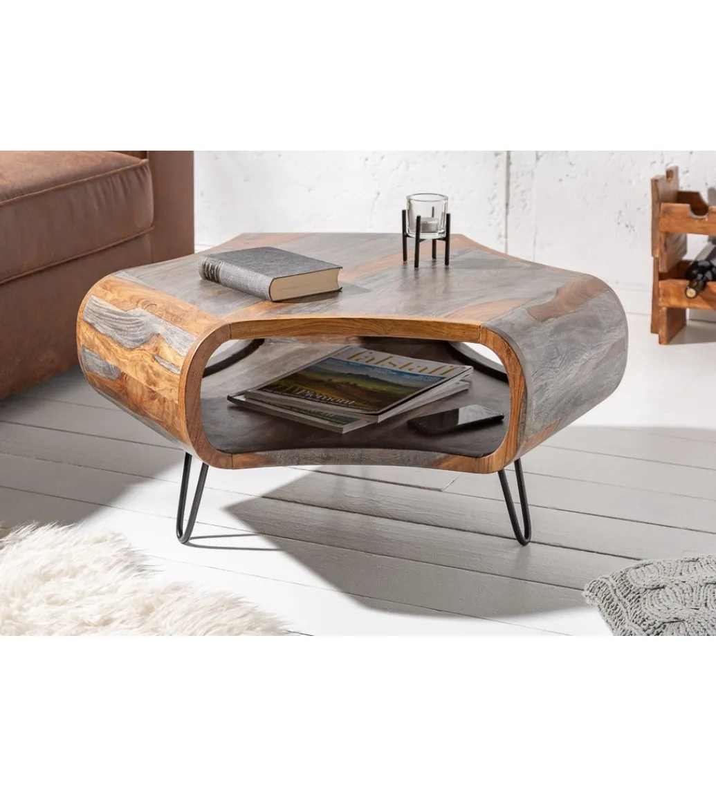 Stolik kawowy SPIN RETRO 70 cm drewno Sheesham*Invicta Interior Best