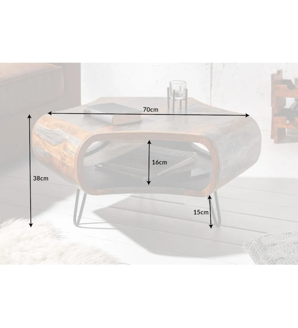 Stolik kawowy SPIN RETRO 70 cm drewno Sheesham*Invicta Interior Best