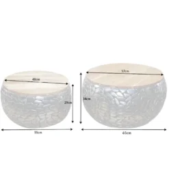 Stolik kawowy STONE MOSAIC set 2 drewno akacja*Invicta Interior Outlet