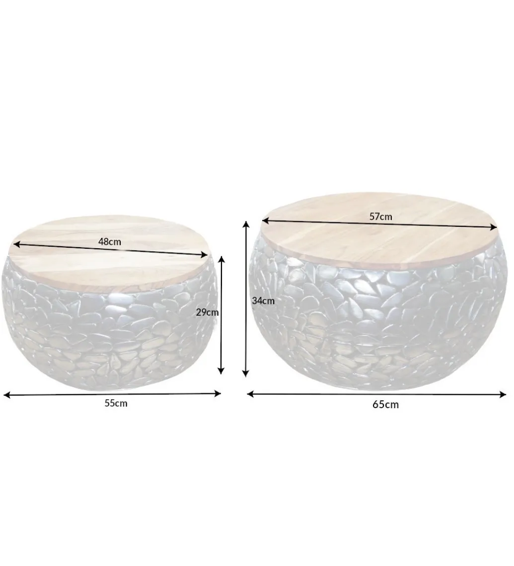 Stolik kawowy STONE MOSAIC set 2 drewno akacja*Invicta Interior Outlet