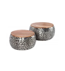 Stolik kawowy STONE MOSAIC set 2 drewno akacja*Invicta Interior Outlet