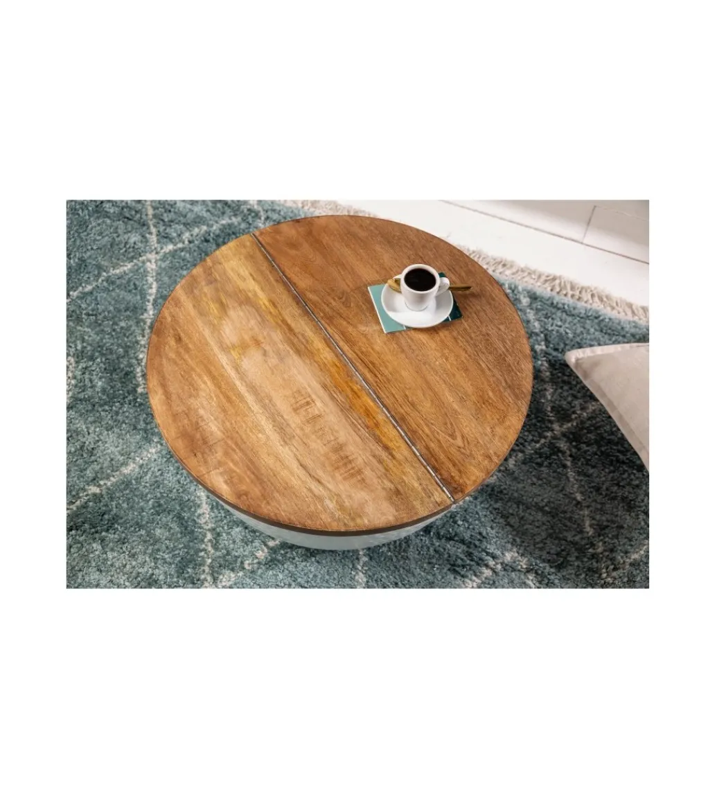 Stolik kawowy Storage Orient 60 cm Biały Z Blatem z drewna Mango*Invicta Interior Hot