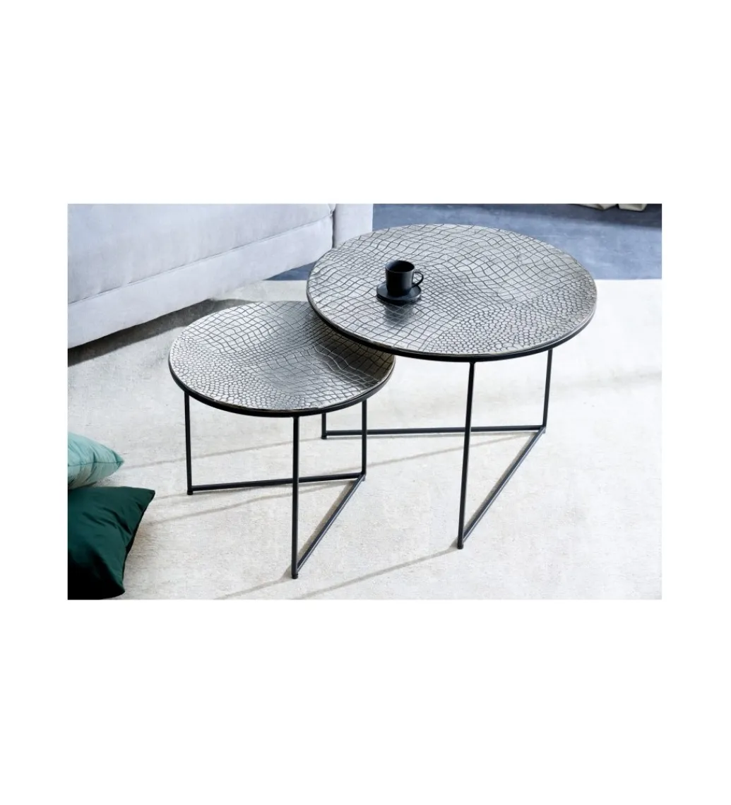 Stolik kawowy TARIM set 2 srebrny*Invicta Interior Sale