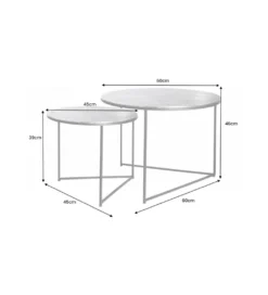 Stolik kawowy TARIM set 2 srebrny*Invicta Interior Sale