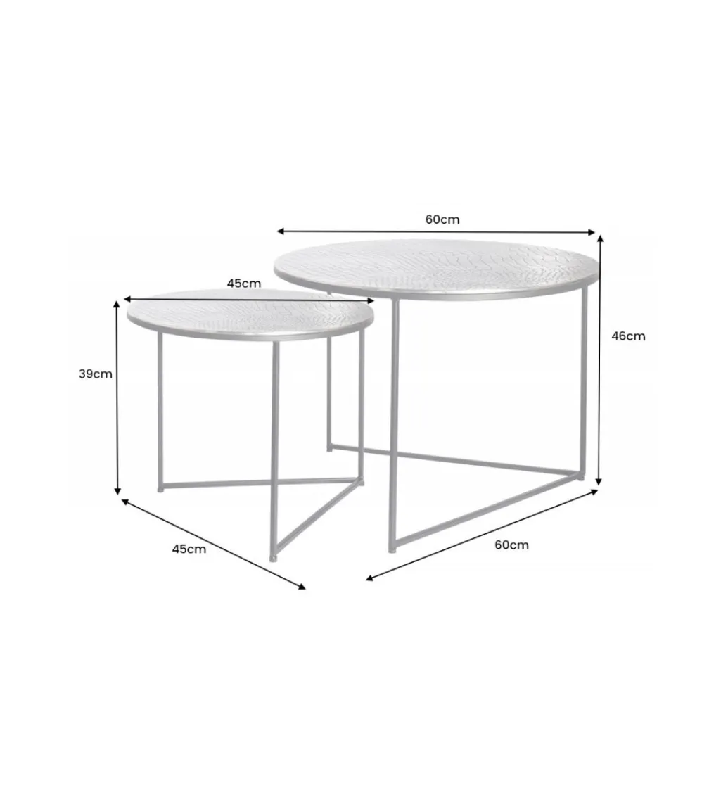 Stolik kawowy TARIM set 2 srebrny*Invicta Interior Sale