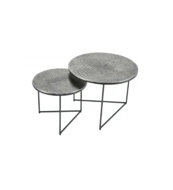 Stolik kawowy TARIM set 2 srebrny*Invicta Interior Sale
