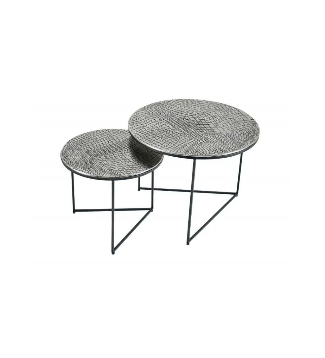Stolik kawowy TARIM set 2 srebrny*Invicta Interior Sale