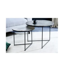 Stolik kawowy TARIM set 2 srebrny*Invicta Interior Sale