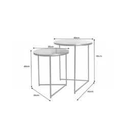 Stolik kawowy TARIM set 2 srebrny*Invicta Interior Clearance