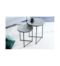 Stolik kawowy TARIM set 2 srebrny*Invicta Interior Clearance