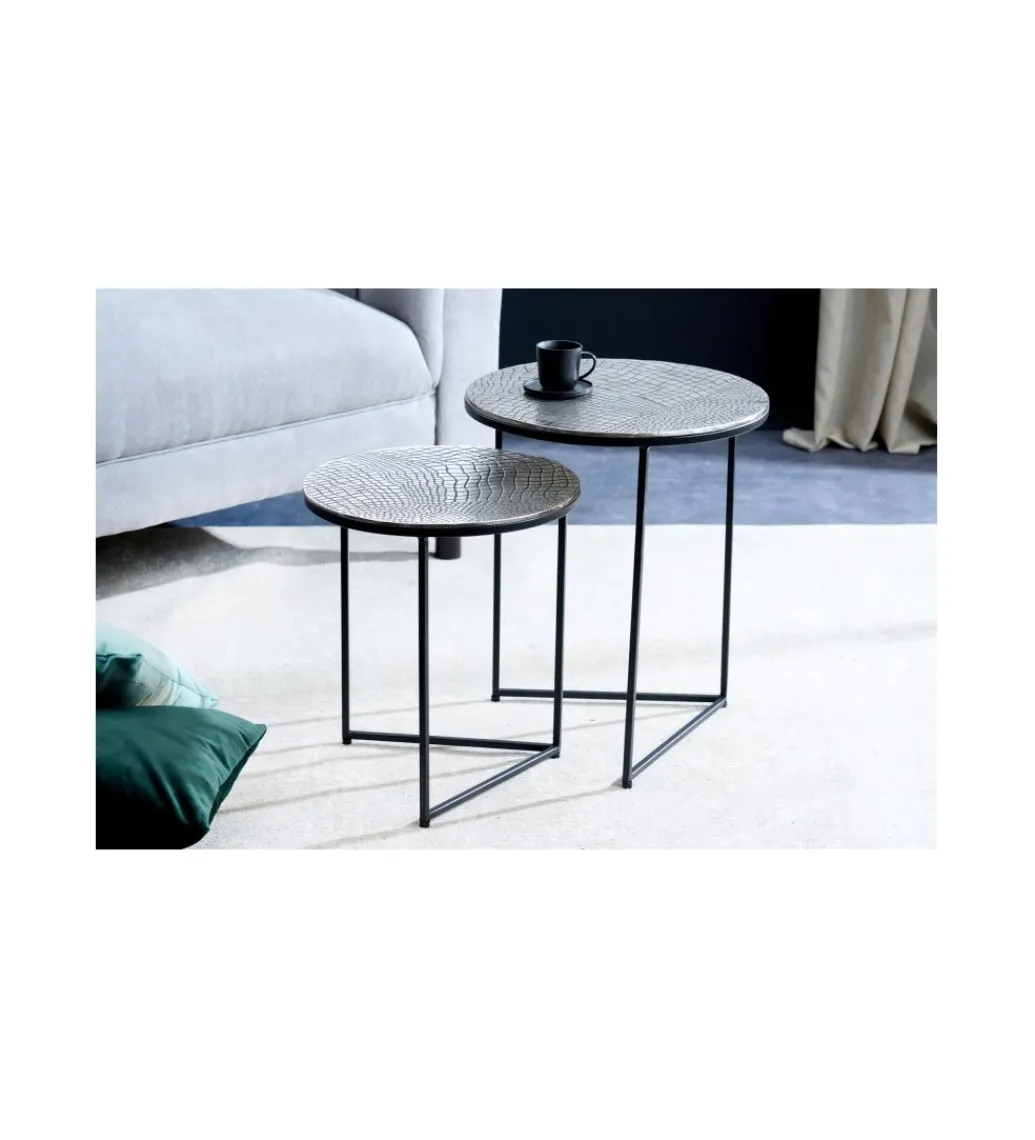 Stolik kawowy TARIM set 2 srebrny*Invicta Interior Clearance