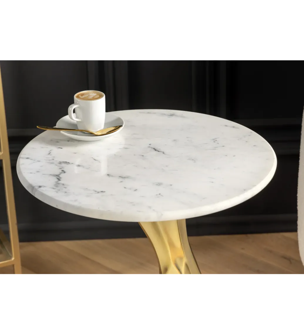 Stolik kawowy TEAR 60 cm złoty biały marmur*Invicta Interior - przedsprzedaż Hot