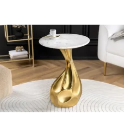Stolik kawowy TEAR 60 cm złoty biały marmur*Invicta Interior - przedsprzedaż Hot