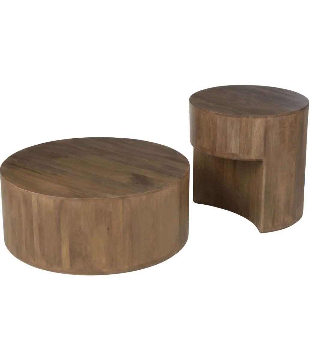 Stolik kawowy TOGO set 2 drewno mango brąz*J-Line Outlet