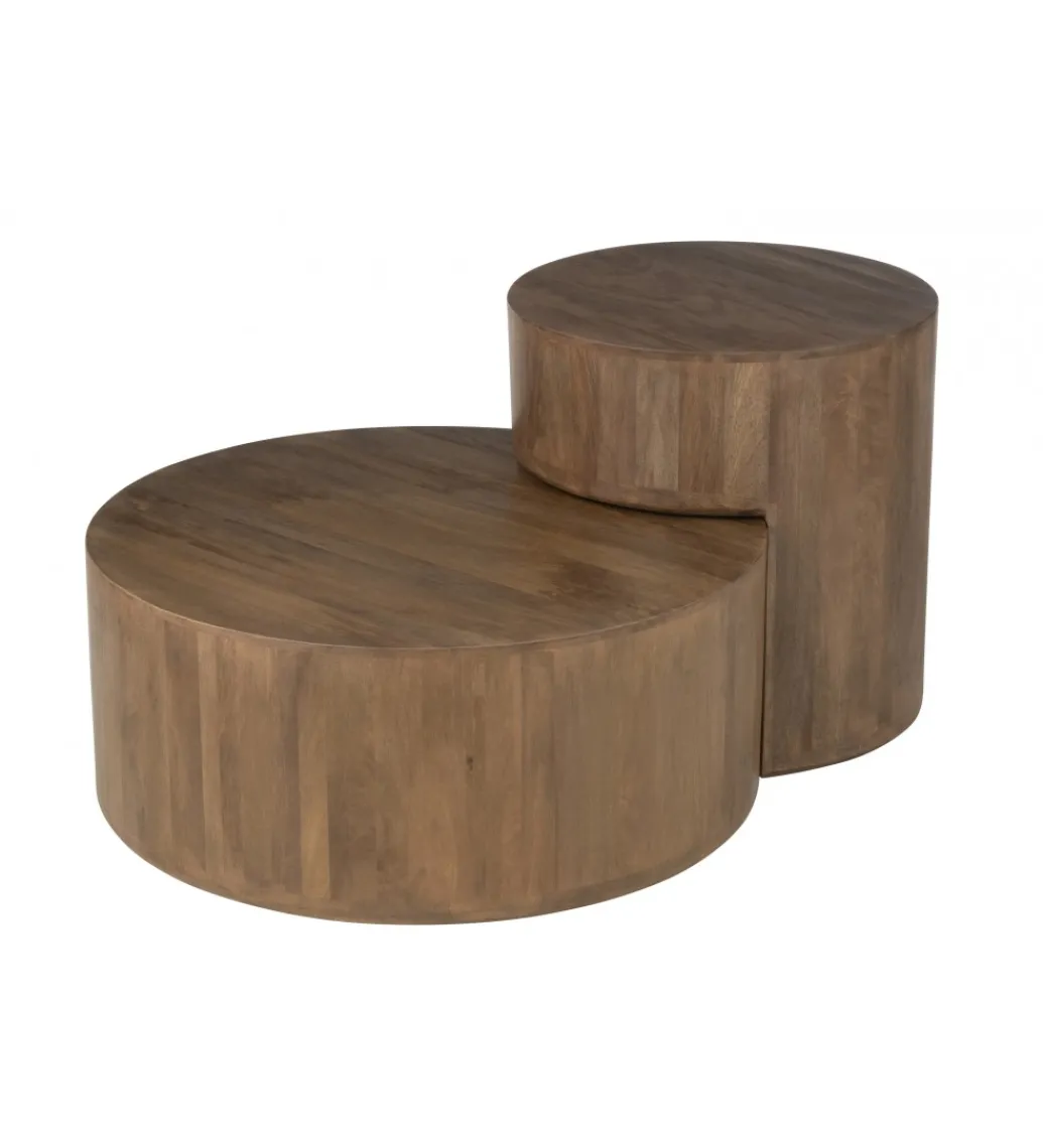 Stolik kawowy TOGO set 2 drewno mango brąz*J-Line Outlet