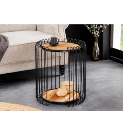 Stolik kawowy TRUE ELEMENTS 46 cm  drewno akacjowe czarny naturalny*Invicta Interior