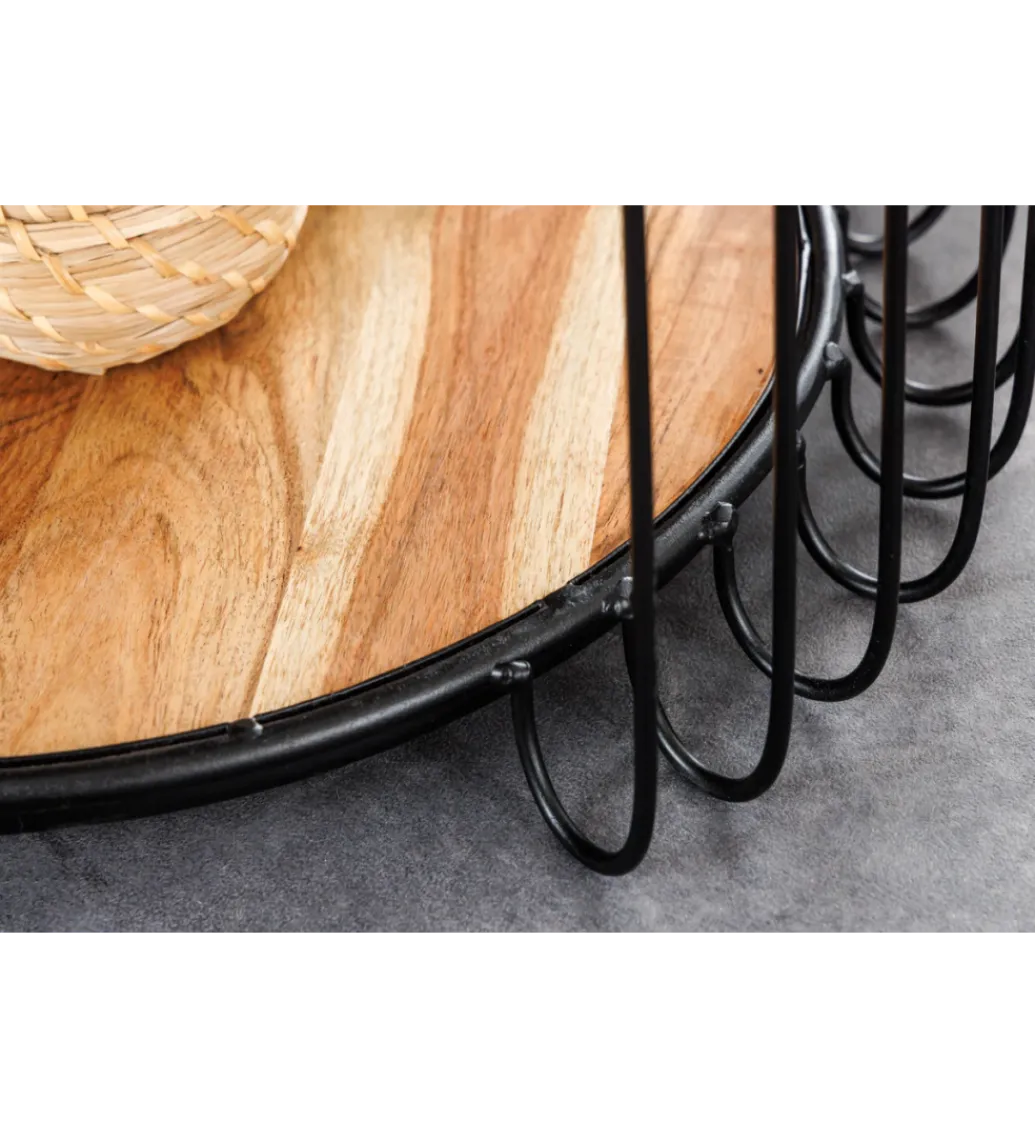 Stolik kawowy TRUE ELEMENTS 46 cm drewno akacjowe czarny naturalny*Invicta Interior