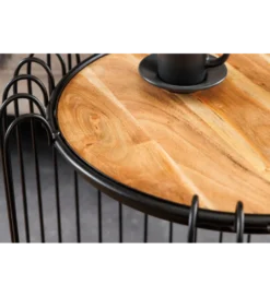 Stolik kawowy TRUE ELEMENTS 46 cm drewno akacjowe czarny naturalny*Invicta Interior