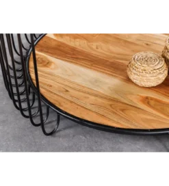 Stolik kawowy TRUE ELEMENTS 70 cm drewno akacjowe czarny naturalny*Invicta Interior Online