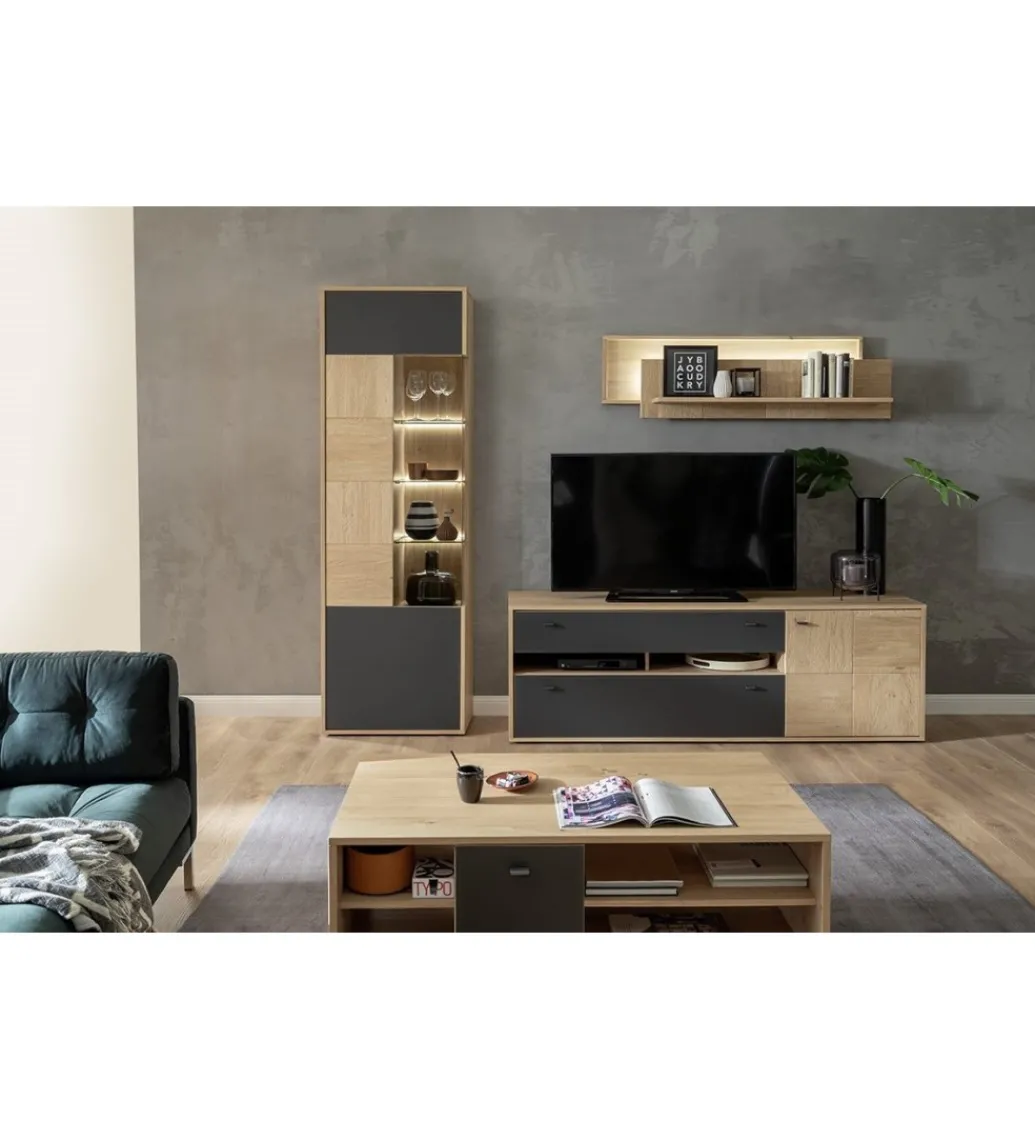 Stolik kawowy VALENCIA 115 cm antracytowo naturalny*MCA New