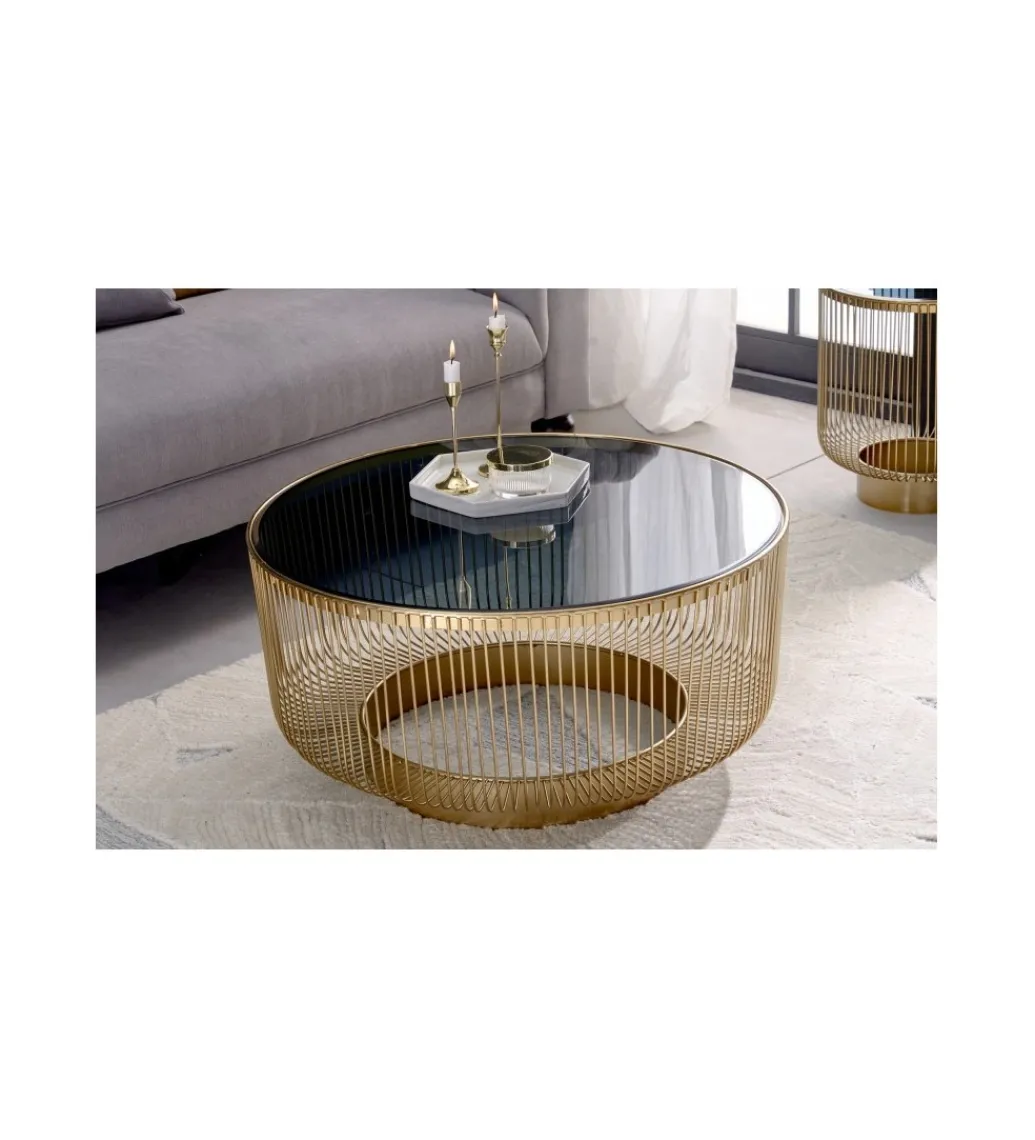 Stolik kawowy Vittel 79 cm czarno złoty*Invicta Interior Best