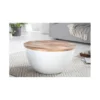Stolik kawowy WHITE 60 cm biały z blatem z drewna Mango*Invicta Interior Discount