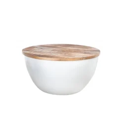 Stolik kawowy WHITE 60 cm biały z blatem z drewna Mango*Invicta Interior Discount