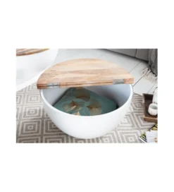Stolik kawowy WHITE 60 cm biały z blatem z drewna Mango*Invicta Interior Discount