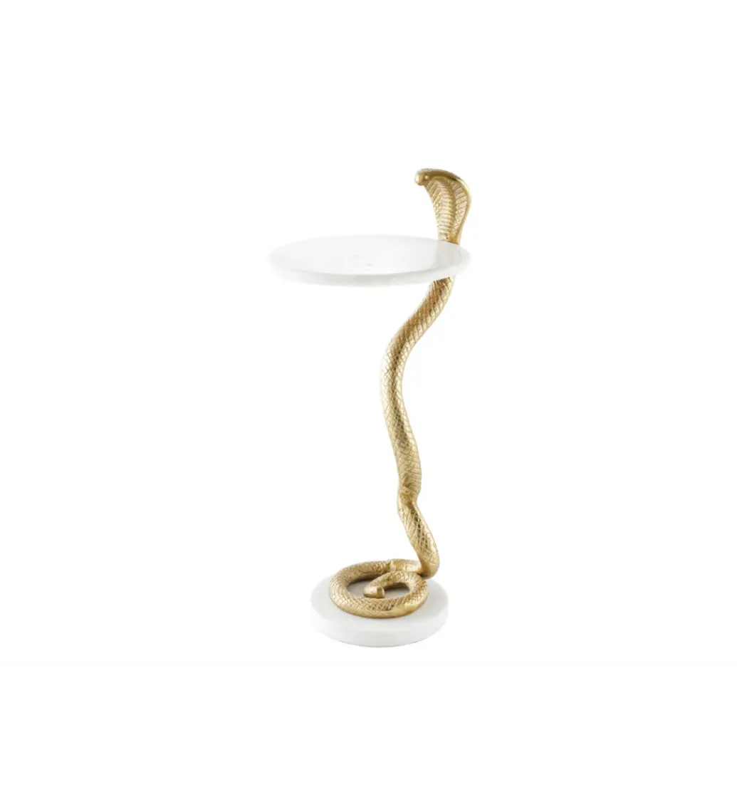 Stolik kawowy WILDLIFE COBRA 60 cm złoty biały marmur*Invicta Interior Discount