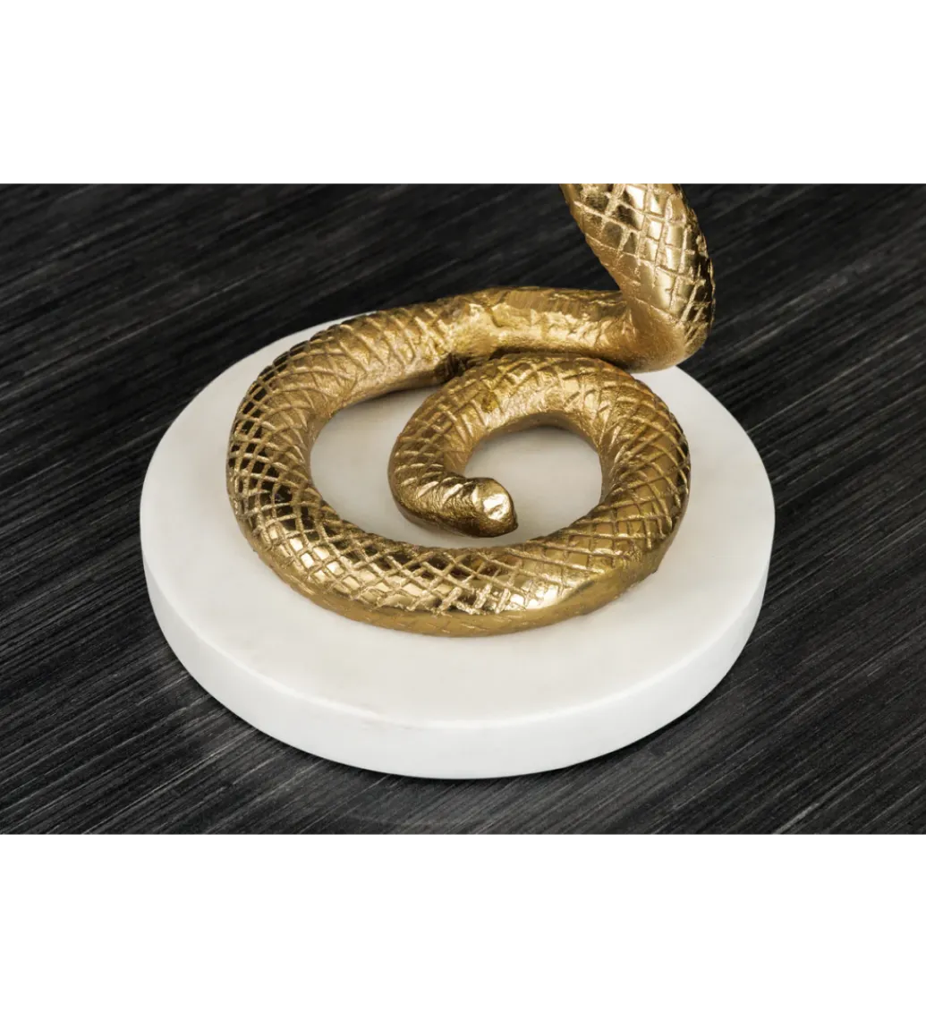 Stolik kawowy WILDLIFE COBRA 60 cm złoty biały marmur*Invicta Interior Discount