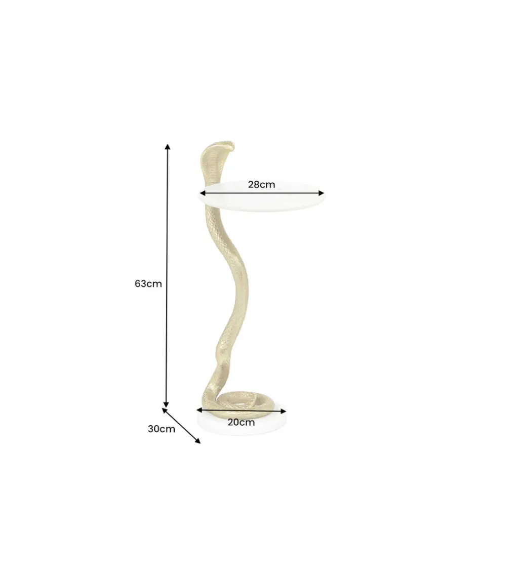 Stolik kawowy WILDLIFE COBRA 60 cm złoty biały marmur*Invicta Interior Discount