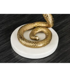 Stolik kawowy WILDLIFE COBRA 60 cm złoty biały marmur*Invicta Interior Discount