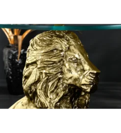 Stolik kawowy WILDLIFE LION 60 cm antyczne złoto*Invicta Interior Clearance